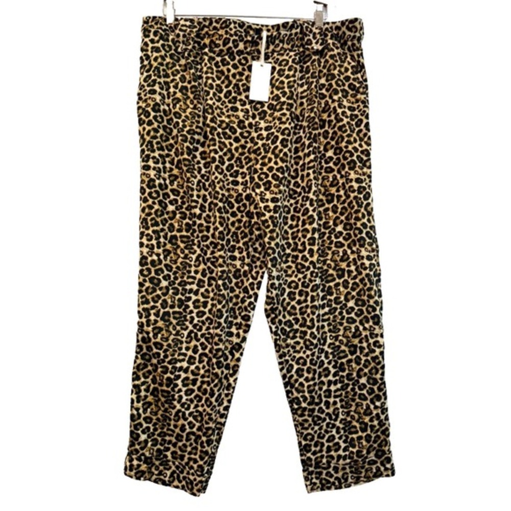 Capsule Size 14 Leopard Print Loose Fit High Elastic Side Waist Ankle Pants NWT